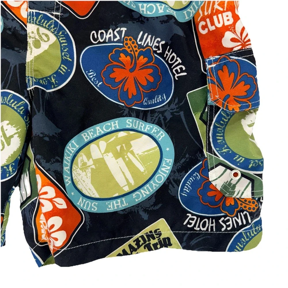Caribbean Joe Board Shorts Mens L Navy Tropical Surf Swim Trunks 7